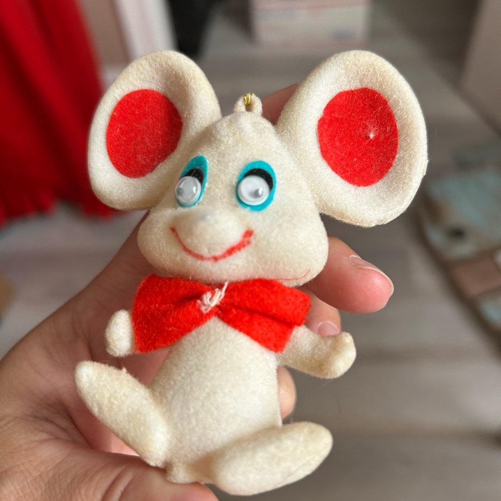 4/$100 Adorable Cream and Red Plush Mouse Christmas ornaments 🐭 - Picture 4 of 7